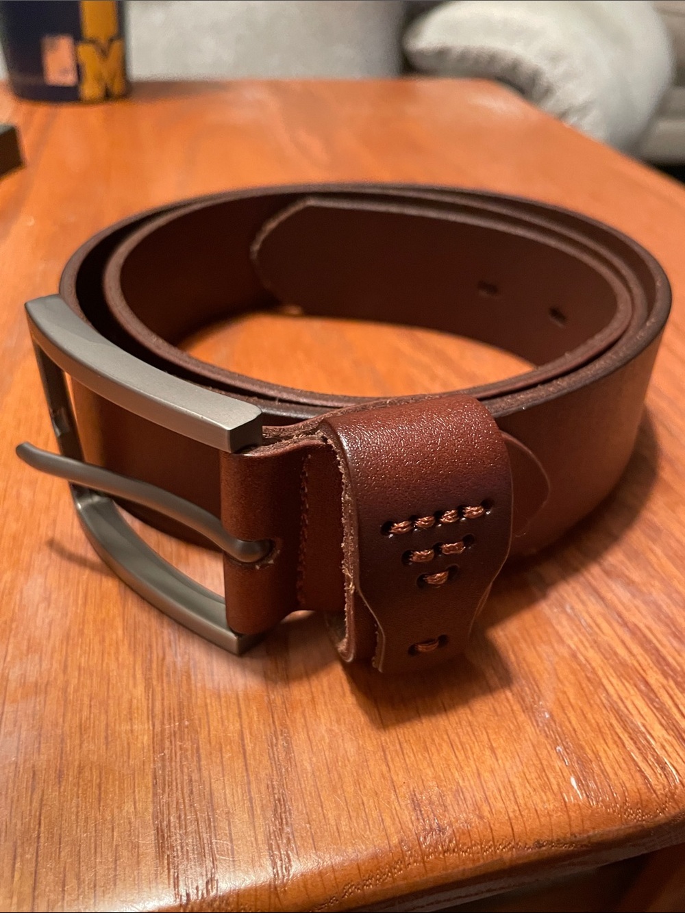 Leather Belt Mens Brown Size 36